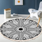 Hand Woven Cotton Linen Carpet Retro Bohemian Round Bedside Geometric Floor Mat Living Room Home Decor Boho Mandala Tassel Rug