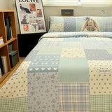 Thiened Pure Cotton Blue Wind Bell Bedding Set Ins Small Flower Tee Piece Bedding Set Quilt Cover Single Bedding Set