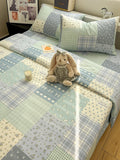 Thiened Pure Cotton Blue Wind Bell Bedding Set Ins Small Flower Tee Piece Bedding Set Quilt Cover Single Bedding Set