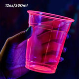 100Pcs Neon Glow Plastic Party Cups Neon Colors Cups For UV Black Light Reactive Neon Birthday Glow in the Dark Party Supplie