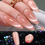 15ml Pink Cat Magnetic Gel Nail Polish, Spring Crystal Effect Cat Eye Semi-Permanent Removable Nail Polish