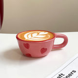 1Pc Love Ceramic Pair Cup, Creative Hand-Painted Ceramic Love Mug, Suitable for Home Decoration, Home Drinking Water, Couple Date, Candlelight Dinner, Latte Latte Cup, Valentine's Day Holiday Gift, Gift