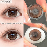 1 Pair(2pcs) Glitter Star Brown Colored Contact Lenses 14.5mm Large Diameter Dramatic Blue Lenses Natural Black Lens