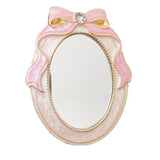 French Retro Style Portable Makeup Mirror Carved Bow Room Decoration Enamel Mini Mirror Creativity Home Ornaments Gift Set