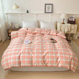 2025 New All-cotton Washed Cotton Single Quilt Set Printed Plaid Duvet Cover 150x200 220x240 Skin Friendly Bedding