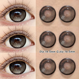 2pcs Ice Blue Colored Contact Lenses Natural Brown Prescription Lenses Big Eyes Soft Cosmetic Contacts for Daily Wear