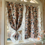 1pcs Countryside Printed Full Blackout Curtain Fabric UV Protection Sun Protection Non Perforated Living Room Balcony Curtains
