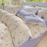 2025 Hot Flora Style Bedding Set Princess Printed Four Piece Set Flowers  Bed Sheet Set Duvet Cover Queen King Size Home Decor