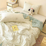 Washed Cotton Printed Summer Quilt Air Conditioner Thin Quilt Machine Washable Lightweight Single Double Bedding Soft Breathable