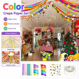 Crepe Paper Streamer Set Birthday Christmas Easter Home Party Hanging Decor Wedding Birthday Party Backdrop Colorful Paper Crepe
