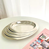 Creative Oval Breakfast Coffee Table Pastries Desserts Plate Stainless Steel Appetizer Salad Fruits Serving Tray for Birthday