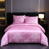 Luxury Satin Jacquard Duvet Cover Set Nordic Double Bed Quilt Cover Bedding Set Adlut Pillowcases Sheet Queen King Home Textiles
