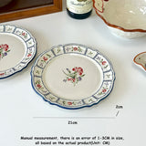 French Printed Ceramic Plate Vintage Household Serving Plates High-end Western Style Pasta Disc Exquisite Patchwork Tableware