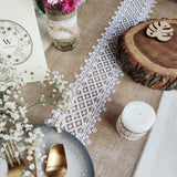 White Lace-edge Linen Table Runner For Wedding Party Table Decor Coarse Linen Tablecloth Home Decoration