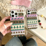 Shiny christmas winter print shell for iphone 15pro 14promax 14 13 15 16 pro max 13promax 16pro cute colorful chain phone case