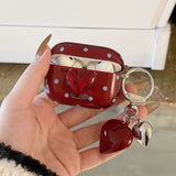 Polka Dot Heart Protecitve Case For AirPods 4 Pro 2 Earphone Cover For AirPods 1 2 3 4th Generation Case with Keychain Pendant