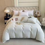 Japanese 100% Cotton Brushed Single Duvet Cover Striped Plaid Quilt Cover for Dorm Home Skin-Friendly Bedding for All Seasons