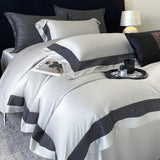 Luxury Hollow Embroidery Wide Edge Bedding Set 1000TC Lyocell Cotton Soft Silky Duvet Cover Flat/Fitted Bed Sheet Pillowcases