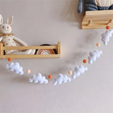 Nordic Felt Cloud and Pompom Garlands String Wall Hanging Decor Kids Room Bed Curtain Hanging Ornaments Party Banner Photo Props
