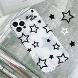 Korean Cute Y2k Star Transparent Phone Case For iPhone 15 14 13 12 11 Pro Max X XR 7 8Plus SE Lovely Shockproof Soft Cover Funda