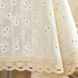 Rectangle White Lilac Tablecloth Boho Farmhouse Table for Cover Wedding Birthday Baby Party Shower Dinner Table Retro Decoration