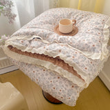 French Style Double-Layer Yarn Bean Quilt Spring and Autumn Warmth Quilt Adult Double Four Seasons Comforter Quilt Lace Ruffles