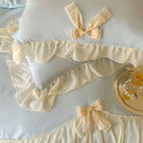 French Princess Style Bedding Sets Ruffle Lace Bow Quilt Cover Romantic Wedding Bedclothes Decor Woman Girls Bedroom Duvet Cover