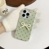 Fresh Stereo Bow Polka Dot Mobile Phone Case Suitable for Apple for Iphone16Promax Case/For Iphone15Promax Case/14Pro Case/13 Iphonecase/Fashionable Women's Mobile Phone Case/Simple Mobile Phone Case