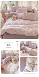 Knitted Class A Bedding Set Floral Style Bed Linen Set Soft Double Yarn Four-Piece Set Quilt Cover Set Bed Sheets Gift for Home