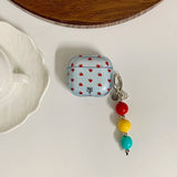 The Blue Background Is Red Heart + the Pendant Is Suitable for Apple for Airpodspro2 Case/For Airpodspro Case/For Airpods4 Case/For Airpods3 Case/For Airpods2 Case/Fashionable Women's Earphone Case/Simple Earphone Case