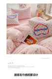 Korea Style Bedding Set Purple Heart Washed Cotton Soft Duvet Cover Skin-friendly Quilt Cover Bed Sheet Pillowcase Home Textiles