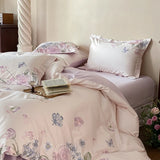 100% Cotton Flowers Embroidery Luxury Bedding Set Double Queen King Size Duvet Cover Set Flat/Fitted Bed Sheet Pillowcases 4Pcs