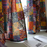 Cotton Linen Semi-blackout Floral Print Black Fringe Bedroom Kitchen Curtain Single Piece Room Luxury Home Interior Decor Hall