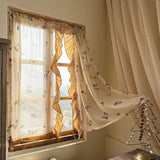 Romantic Style Roses Pattern Ruffle Curtain Enclosure Kitchen Door Curtains Cafe Living Room Window Kitchen Curtain Decoration