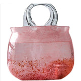 Glass Vase Hand Basket Bag Pink Clear Bottle Terrarium Flower Hydroponics Home Decoration Accessories Vases Pots
