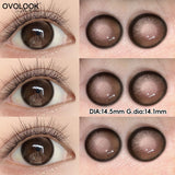 Dewy Strawberry Pink Brown Contact Lens Half Year Center Glint Gradient Lens For Sweet Girly Date Daily Fashion Makeup