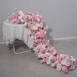 New Arrival Pink Artificial Flower Ball Floral Row Wedding Arch Backdrop Decor Flower Row Faux Flower Arrangement for Banquet