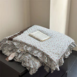 2025 spring and summer new knitted cotton French small floral printing lace summer quilt summer cool quilt air conditioner quilt