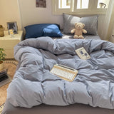 Striped Bedding Set Korean Style Duvet Cover Set Flat Sheets Set Single Twin Double Size Bed Linen Set Back To School Season