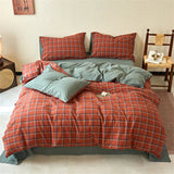 New All-cotton Washed Cotton Printed Checkered Quilt Cover Skin-friendly and Breathable Duvet Cover Without Pillowcase