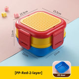 DIY Building Blocks Lunch Box for Kids Cartoon Bento Box with Spoon Lunch Bag for Kids Building Block Accessories