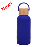 350ML Small Mouth THERMOS CUP Portable Handle Bamboo Wood Cover Vacuum Double Stainless Steel Simple Outdoor MINI WATER BOTTLE