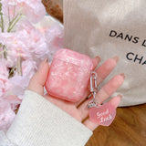 Black Pearl Shell Pink Leopard Print TPU Case Love Heart Pendant Protection Cover for Apple AirPods Pro 2 3 4 Silicone Cases