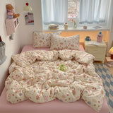 100% Cotton Bedding Set Cartoon Cute Animals Duvet Cover Set Bed Linen Flat Sheets Set 2 Pillowcases Single Double Queen Size