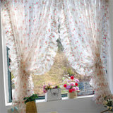 French Style Floral Gauze Curtain Living Room Bedroom Balcony Bay Window Shelter Curtain Punch-Free Romantic Home Decoration
