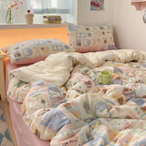 100% Cotton Bedding Set Cartoon Cute Animals Duvet Cover Set Bed Linen Flat Sheets Set 2 Pillowcases Single Double Queen Size