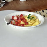 Ele Oval Cerc Plate Ins Sle Milk White for Restaurant Pastries Salads Fruits Pasta Multi Functional Diware