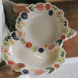 Cone Bowl Open Petal Side Bowl Kitchen Supplies Home Large Soup Bowl Restaurant Cute Flower Printing Tableware Dinner Plate
