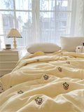Embroidered Summer Quilt Washed Cotton Girl Home Comfortable Skin Friendly Soft Air-Conditioned Thin Quilted Queen Size Blankets