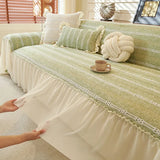 Elegant Solid Sofa Towel with Skirt Edge High-Quality All-Cover Easy-Care Dust Cover Four Seasons Home Textiles for Living Room
